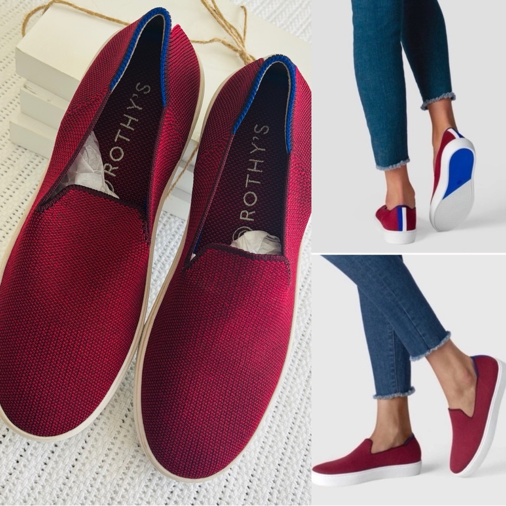 Rothy's Burgundy-red and Blue Slip-On Shoes
